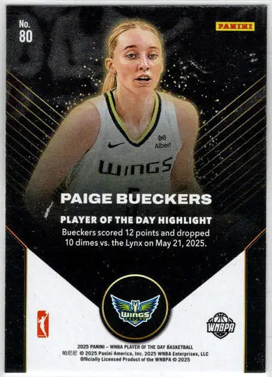 2025 Panini WNBA Player of the Day Base Card 80 Paige Bueckers - Basketball Card Single