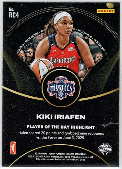 2025 Panini WNBA Player of the Day Blue Parallel Card RC4 Kiki Iriafen 23/50 - Basketball Card Single