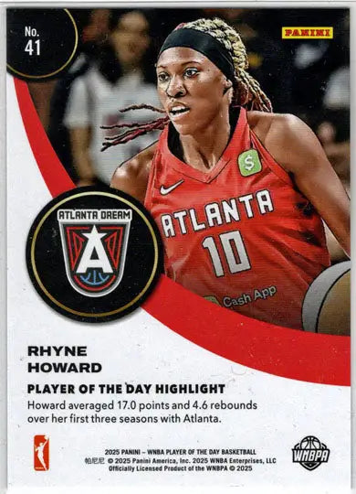 2025 Panini WNBA Player of the Day Orange Parallel Card 41 Rhyne Howard 160/199 - Basketball Single