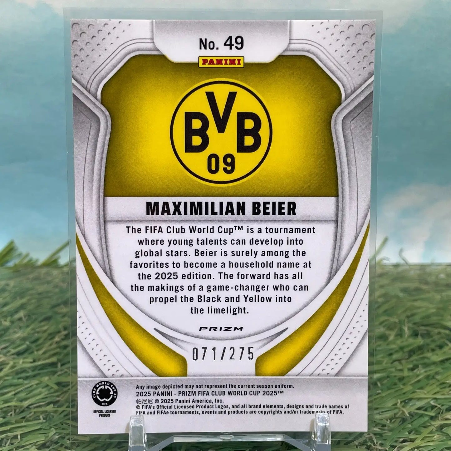 2025 Prizm FIFA Club World Cup Maximilian Beier Blue Seismic RC /275 - Soccer Card Single