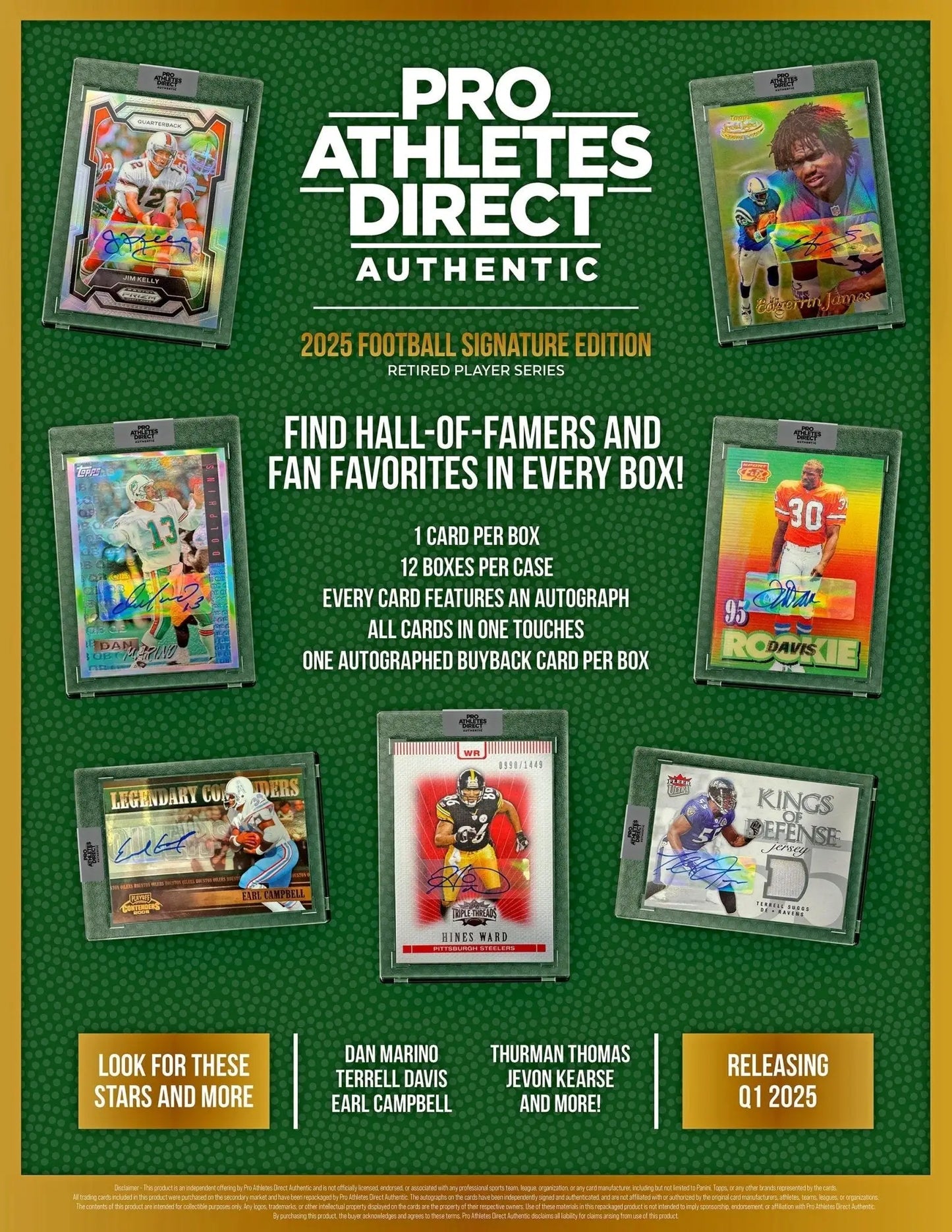 2025 Pro Athletes Direct Authentic Retired Signature Edition Football - Sports Card Hobby Boxes