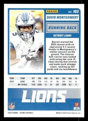 2025 Score #103 David Montgomery - Football Card Single