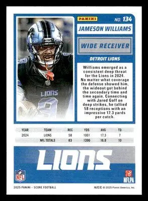 2025 Score #134 Jameson Williams - Football Card Single
