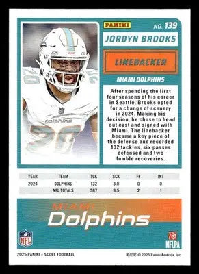 2025 Score #139 Jordyn Brooks - Football Card Single