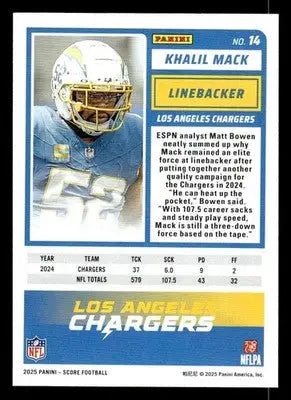 2025 Score #14 Khalil Mack - Football Card Single