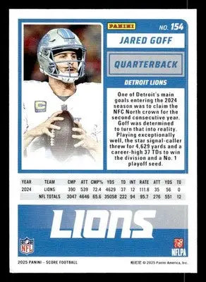 2025 Score #154 Jared Goff - Football Card Single