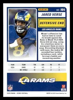 2025 Score #164 Jared Verse Los Angeles Rams - Football Card Single