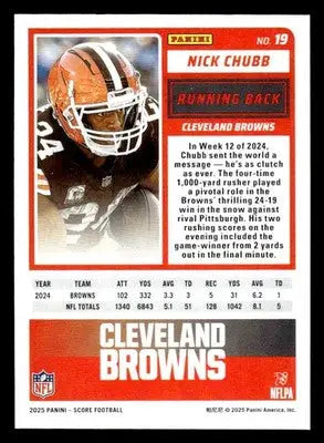 2025 Score #19 Nick Chubb Scorecard - Football Card Single