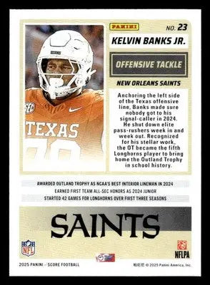 2025 Score #23 Kelvin Banks Jr. - Football Card Single