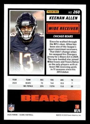 2025 Score #260 Keenan Allen - Football Card Single