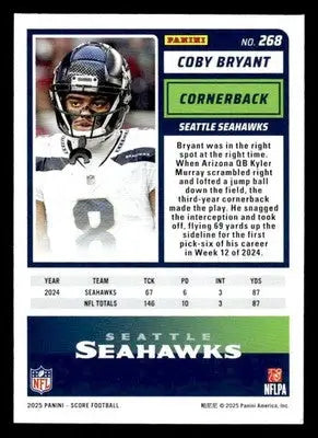 2025 Score #268 Coby Bryant - Football Card Single