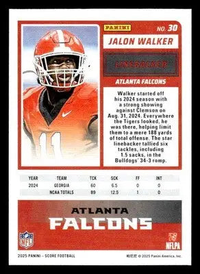 2025 Score #30 Jalon Walker - Football Card Single