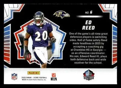 2025 Score #6 Ed Reed Men of Canton - Football Card Single