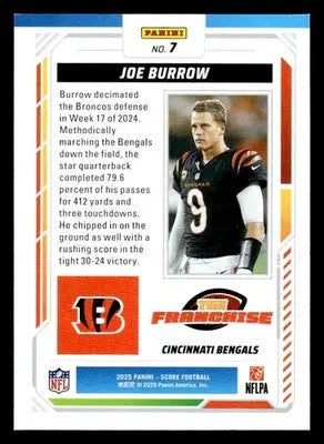 2025 Score #7 Joe Burrow The Franchise - Football Card Single