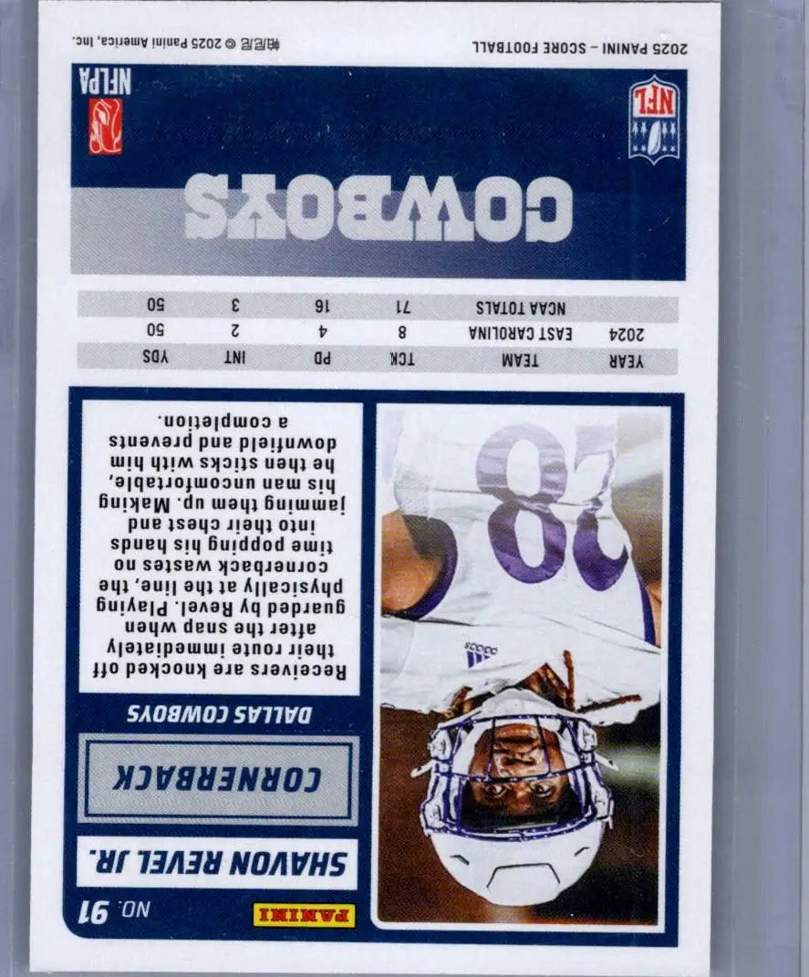 Shavon Revel Jr football card from 2025 Score #91 featuring Shavon Revel