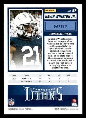 2025 Score #97 Kevin Winston Jr. - Football Card Single