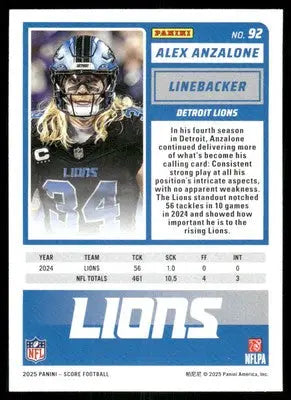 2025 Score A Treat Alex Anzalone #92 Football - Football Card Single