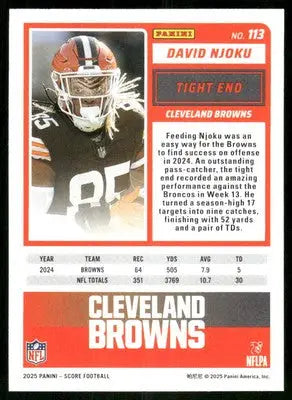 2025 Score A Treat David Njoku #113 Football - Football Card Single