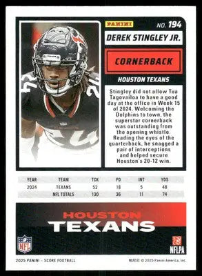 2025 Score A Treat Derek Stingley Jr. #194 Football - Football Card Single