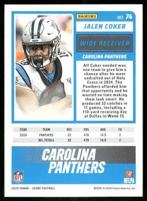 2025 Score A Treat Jalen Coker #74 Football - Football Card Single
