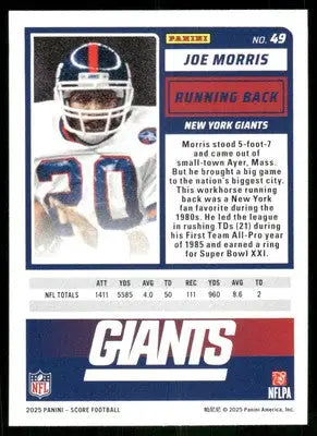 2025 Score A Treat Joe Morris #49 Football - Football Card Single