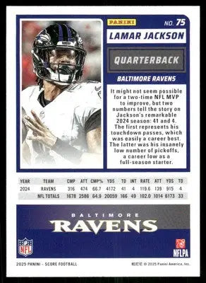 2025 Score A Treat Lamar Jackson #75 Football - Football Card Single