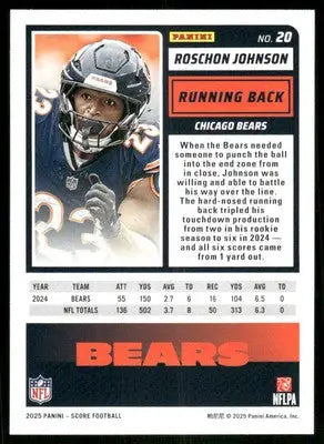 2025 Score A Treat Roschon Johnson #20 Football - Football Card Single