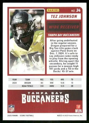 2025 Score A Treat Tez Johnson #34 RC Football - Football Card Single