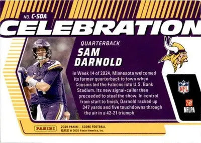 2025 Score #C-SDA Sam Darnold Celebration - Football Card Single