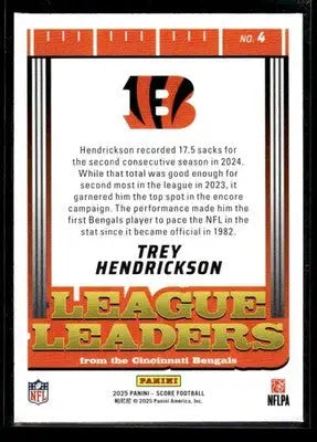 2025 Score Trey Hendrickson #4 League Leaders Cincinnati Bengals