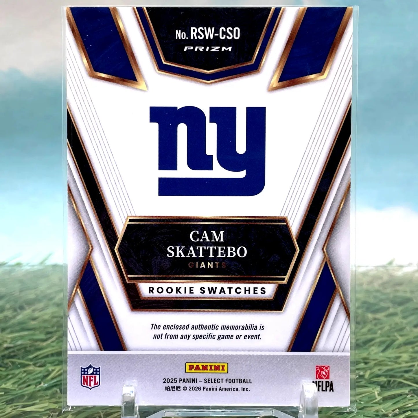2025 Select Blue Prizm Rookie Swatches Cam Skattebo Relic Giants CG43 - Football Card Single