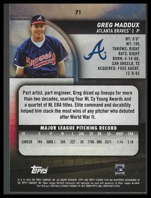 2025 Stadium Club #71 Greg Maddux Lime Green Atlanta Braves