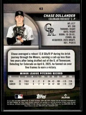 2025 Stadium Club Chase Dollander #42 RC Colorado Rockies - Baseball Card Single