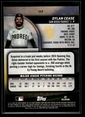 2025 Stadium Club Dylan Cease #117 San Diego Padres - Baseball Card Single