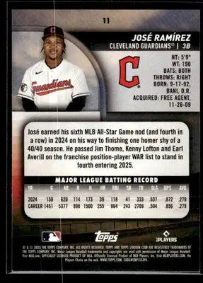 2025 Stadium Club José Ramírez #11 Cleveland Guardians - Baseball Card Single