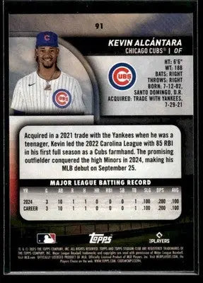 2025 Stadium Club Kevin Alcántara #91 RC Chicago Cubs - Baseball Card Single