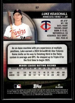 2025 Stadium Club Luke Keaschall #57 RC Minnesota Twins - Baseball Card Single
