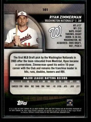 2025 Stadium Club Ryan Zimmerman #101 Red Foil Washington Nationals - Baseball Card Single