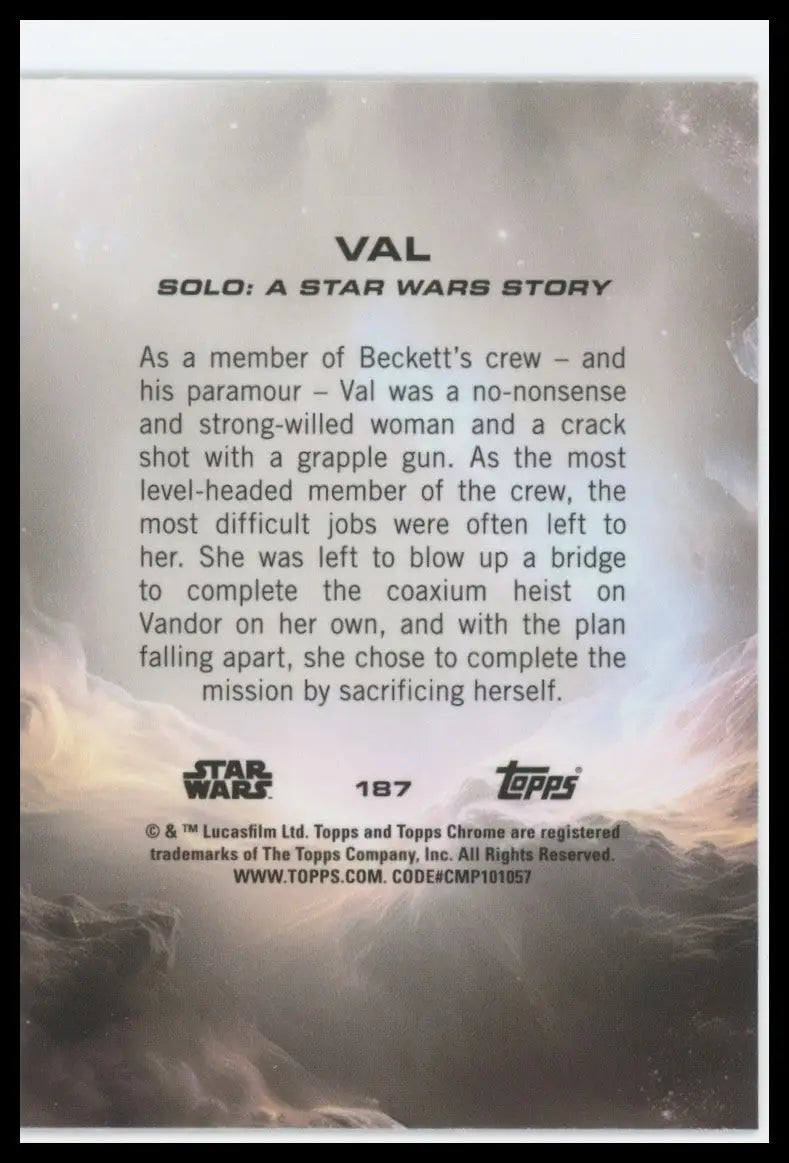 2025 Star Wars Topps Chrome Val #187 Solo A Star Wars Story