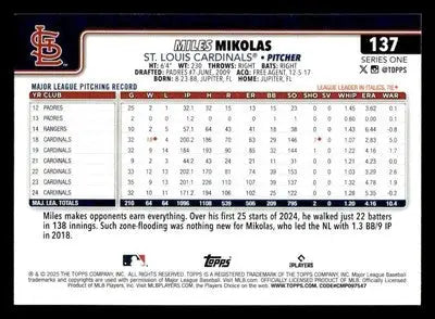 2025 Topps #137 Miles Mikolas - Baseball Card Single