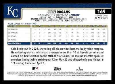2025 Topps #169 Cole Ragans - Baseball Card Single