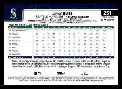2025 Topps #251 Ryan Bliss - Baseball Card Single
