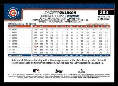 2025 Topps #303 Dansby Swanson - Baseball Card Single