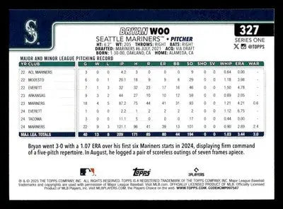 2025 Topps #327 Bryan Woo - Baseball Card Single