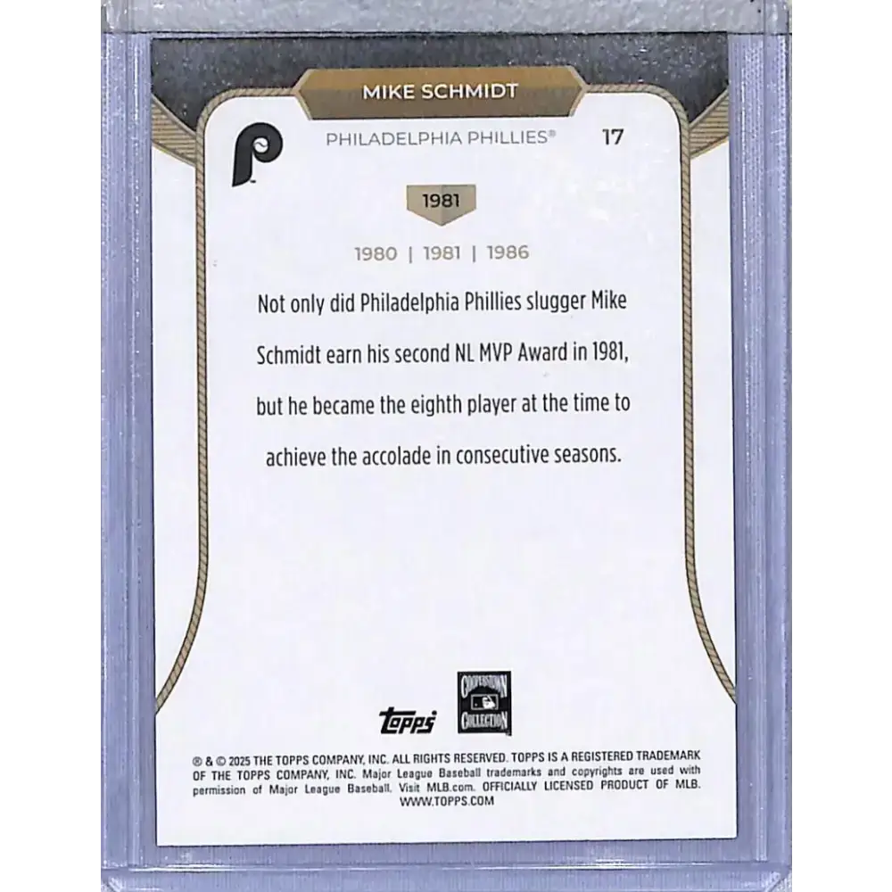 2025 Topps 3XMVP #17 Mike Schmidt NM-MT Philadelphia Phillies - Baseball Card Single