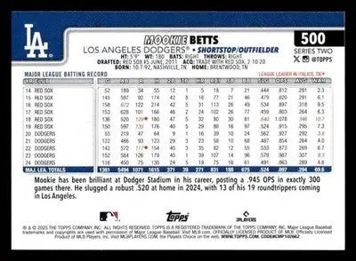 2025 Topps #500 Mookie Betts - Baseball Card Single