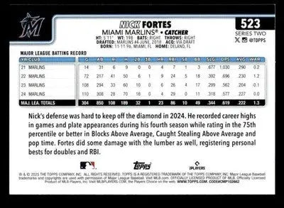 2025 Topps #523 Nick Fortes - Baseball Card Single