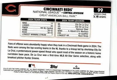 2025 Topps #99 Cincinnati Reds - Baseball Card Single