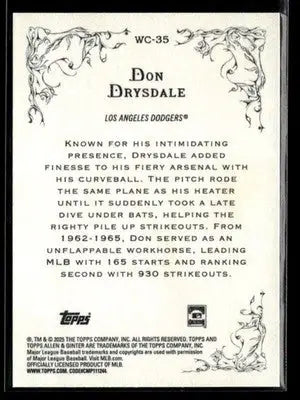 2025 Topps Allen & Ginter Don Drysdale #WC-35 Wicked Curves Los Angeles Dodgers