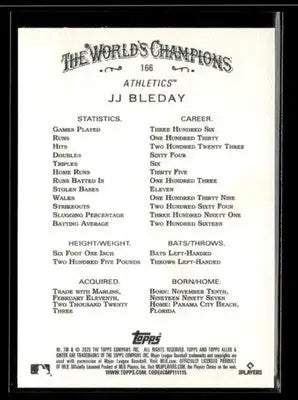 2025 Topps Allen & Ginter JJ Bleday #166 Athletics
